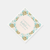 ターコイズ サンキライ チェック柄 ブライダルシャワー スタンダードカクテルナプキン (角)