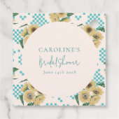 ターコイズ サンキライ チェック柄 ブライダルシャワー フェイバータグ (裏面)