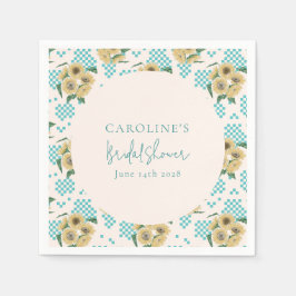 ターコイズ サンキライ チェック柄 ブライダル シャワー スタンダードカクテルナプキン