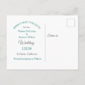 ターコイズ  サンドダラー テーマの結婚式 Save the Date 案内ポストカード (裏面)