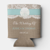 ターコイズ サンド ドル ビーチ ウェディング コレクション 缶クーラー (裏面)