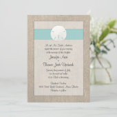 ターコイズ サンド ドル ビーチ ウェディング 招待状 (スタンド正面)