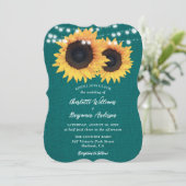 ターコイズ サンフラワー バルコニー ハート イルミネーション ウェディング 招待状 (スタンド正面)