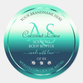 ターコイズ シャイニー ラベル ダイヤモンドとモノグラム