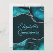 ターコイズ＆シルバーグリッターアゲートのキンセアニエラ 招待状 (裏面)