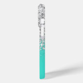 ターコイズ&シルバーグリッターグラム Case-Mate iPhoneケース (裏面 / 左)