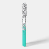 ターコイズ&シルバーグリッターグラム Case-Mate iPhoneケース (裏面 / 右)