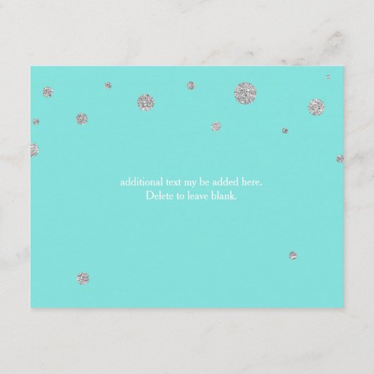 ターコイズ＆シルバーグリッターコンフェッティレセプション エンクロージャーカード (裏面)