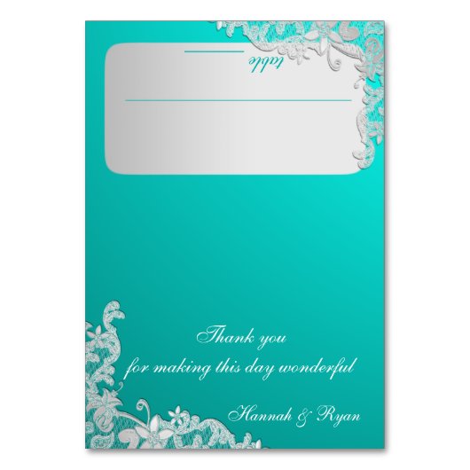 ターコイズ&シルバーフローラレースデザイン テーブルナンバー (正面)