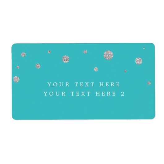 ターコイズ&シルバーモダンドットパーティーパッケージラベル ラベル (正面)