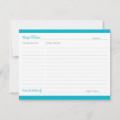 ターコイズ、シルバーラブハートブライダルレシピカード 招待状 (裏面)