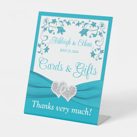 ターコイズ、シルバーラブハート結婚ズ 台座サイン (正面)