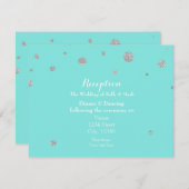 ターコイズ & シルバー グリッター コンフェッティ レセプション エンクロージャーカード (正面/裏面)