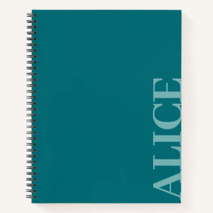 ターコイズ シンプル テキスト スタイル カスタム名 ノートブック