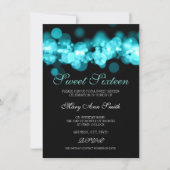 ターコイズ スイート16 バースデー ボケ ライト 招待状 (正面)