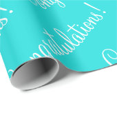 ターコイズ スクリプト 卒業おめでとう ラッピングペーパー (ロールコーナー)