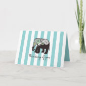 ターコイズ ストライプ ペイズリー ゾウ 思い出してね カード (正面)