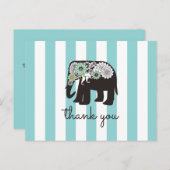 ターコイズ ストライプ ペイズリー ゾウ 感謝 ポストカード (正面/裏面)