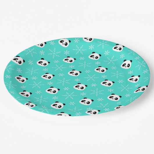 ターコイズ – スノーフレークを使ったかわいいパンドラ ペーパープレート (アングル)