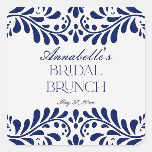 ターコイズ タラベラ タイル スペイン フィエスタ ブライダル ブランシュ スクエアシール (正面)