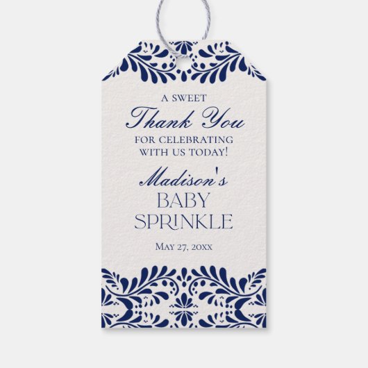 ターコイズ タラベラ タイル フィエスタ ベイビー スプリンクル フェイバー ギフトタグ (裏面)