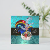 ターコイズ ダマスク、ジュエル オウル、エルフ ハット、ダイヤモンド フェザーズ 招待状 (スタンド正面)