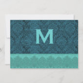 ターコイズ ダマスク モノグラム ウェディング V15A6 招待状 (裏面)