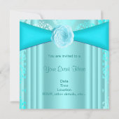 ターコイズ ダマスク ローズ ターコイズブルー  オールオケージョン 招待状 (裏面)