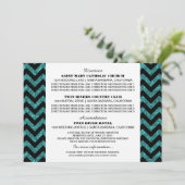 ターコイズ チェブロングリッター 情報カード 招待状 (スタンド正面)