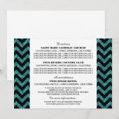 ターコイズ チェブロングリッター 情報カード 招待状 (正面/裏面)