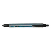 ターコイズ - ティールとゴールドのアゲート ビジネス 黒ボールペン (裏面)