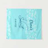 ターコイズ ティール アゲート スイート 16 誕生日 名前を追加します タペストリー (正面(横))