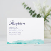 ターコイズ ティール ウォーターカラー 結婚式 受付カード エンクロージャーカード (スタンド正面)