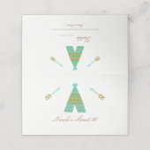 ターコイズ ティール ゴールド ティピー パーティー 席 プレイスカード (外部開封)