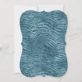 ターコイズ ティール ブルー グリッター ゼブラ プリント 招待状 (裏面)