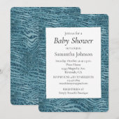 ターコイズ ティール ブルー グリッター ゼブラ プリント 招待状 (正面/裏面)