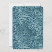 ターコイズ ティール ブルー グリッター ゼブラ プリント 招待状 (裏面)