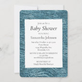 ターコイズ ティール ブルー グリッター ゼブラ プリント 招待状 (正面)