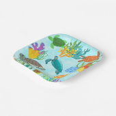 ターコイズ ティール 亜海 カメ 海洋 サンゴ ペーパープレート (傾斜あり)