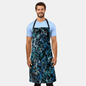 ターコイズ、ティール(緑がかった色)、および黒抽象芸術 エプロン (着用した状態)