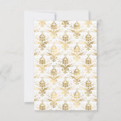 ターコイズ-ティール(緑がかった色)と金ゴールドのフローラ結婚の 出欠カード (裏面)