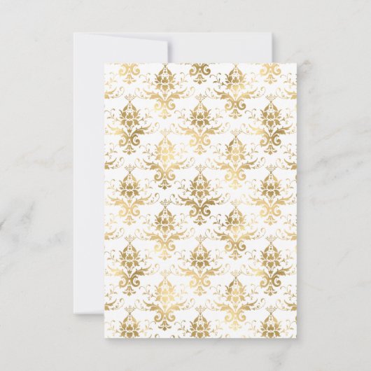 ターコイズ-ティール（緑がかった色）と金ゴールドのフローラ結婚の 出欠カード (裏面)