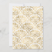 ターコイズ-ティール（緑がかった色）と金ゴールドのフローラ結婚の 招待状 (裏面)