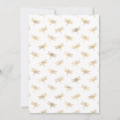 ターコイズ-ティール(緑がかった色)と金ゴールドのフローラ結婚の 招待状 (裏面)