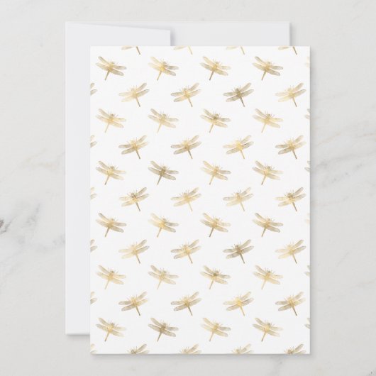 ターコイズ-ティール（緑がかった色）と金ゴールドのフローラ結婚の 招待状 (裏面)