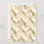 ターコイズ-ティール（緑がかった色）と金ゴールドの結婚フローラの更新 招待状 (裏面)