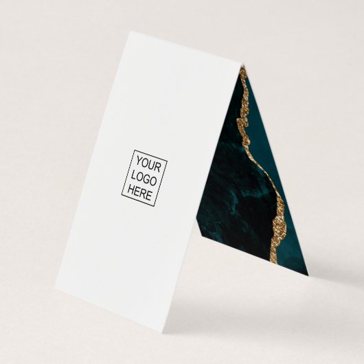 ターコイズ-ティール（緑がかった色）と金ゴールドジオードアゲートストーン 名刺 (裏面)