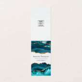 ターコイズ-ティール(緑がかった色)と金ゴールドジオードアゲートストーン 名刺 (外部フラット)