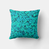 ターコイズ&ティール（緑がかった色）モダンジャスミンフローラルパターン クッション (裏面)