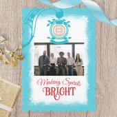 ターコイズ、ティール(緑がかった色)会社ロゴクリスマスフォト シーズンカード